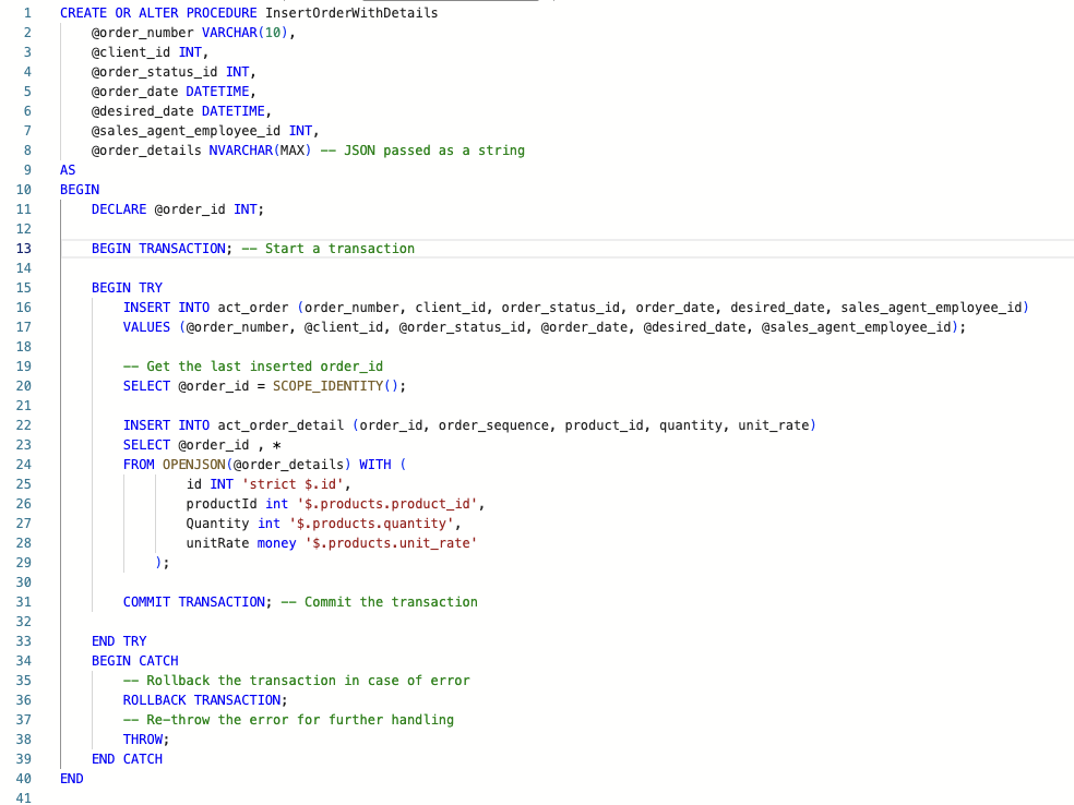 MS SQL Server Stored Procedure Example